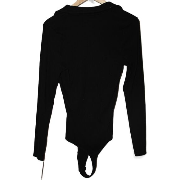Womens Abercrombie & Fitch Soft AF Rib Black Long Sleeve V-Neck Bodysuit Size XL - Picture 2 of 6